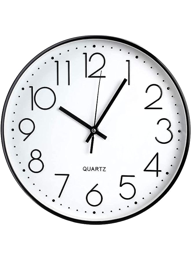 Raxoom Clock 12 Inch Silent Non-Ticking Wall Clocks Battery Operated Ultra-Quiet Movement Quartz Round Clock Simple Modern Style (White) - Image 1