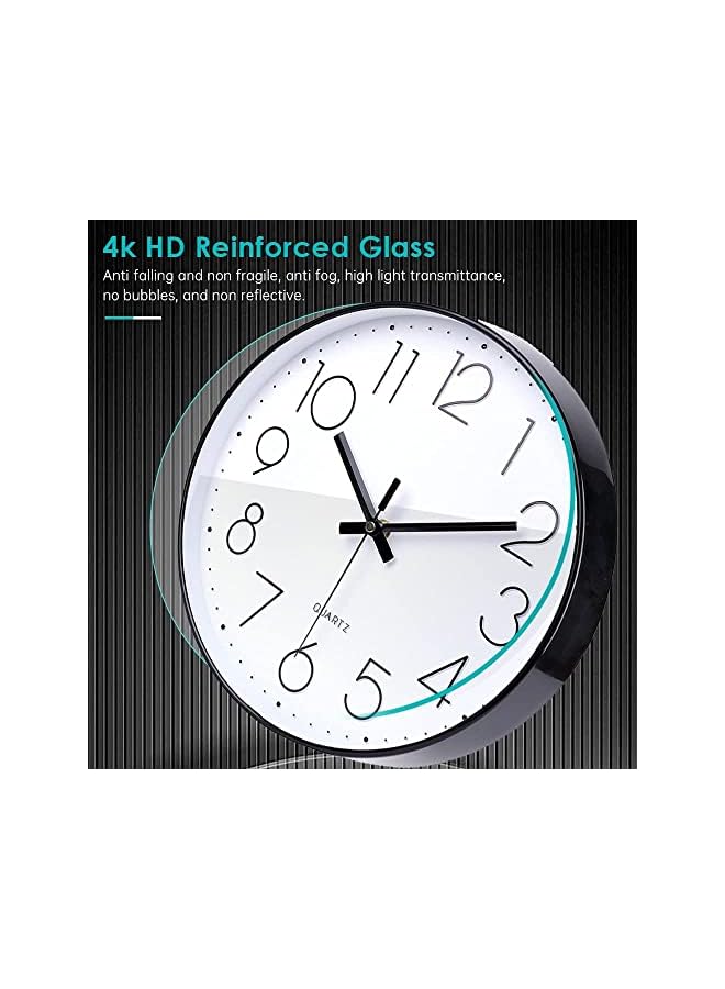 Raxoom Clock 12 Inch Silent Non-Ticking Wall Clocks Battery Operated Ultra-Quiet Movement Quartz Round Clock Simple Modern Style (White) - Image 3