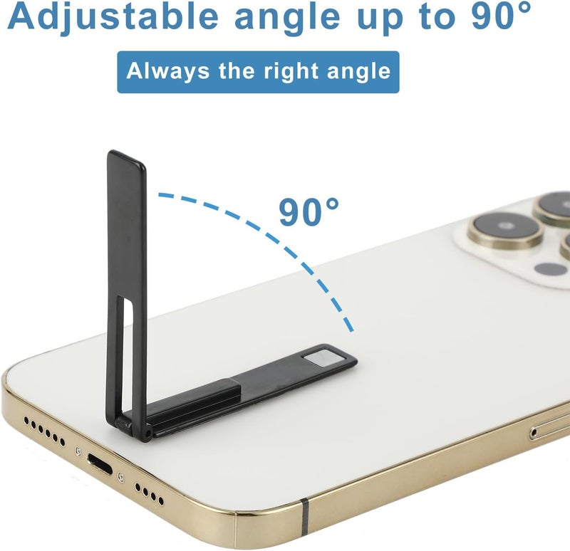 KolorFish Ultra Thin Mobile Phone Holder, Adjustable Angle Mini Alloy Kickstand Portable Phone Stand Foldable Horizontal/Vertical Desk Stand Holder (Black) - Image 4