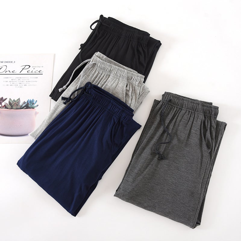 Mens Modal Ice Silk Thin Sleep Pants Dark gray - Image 4