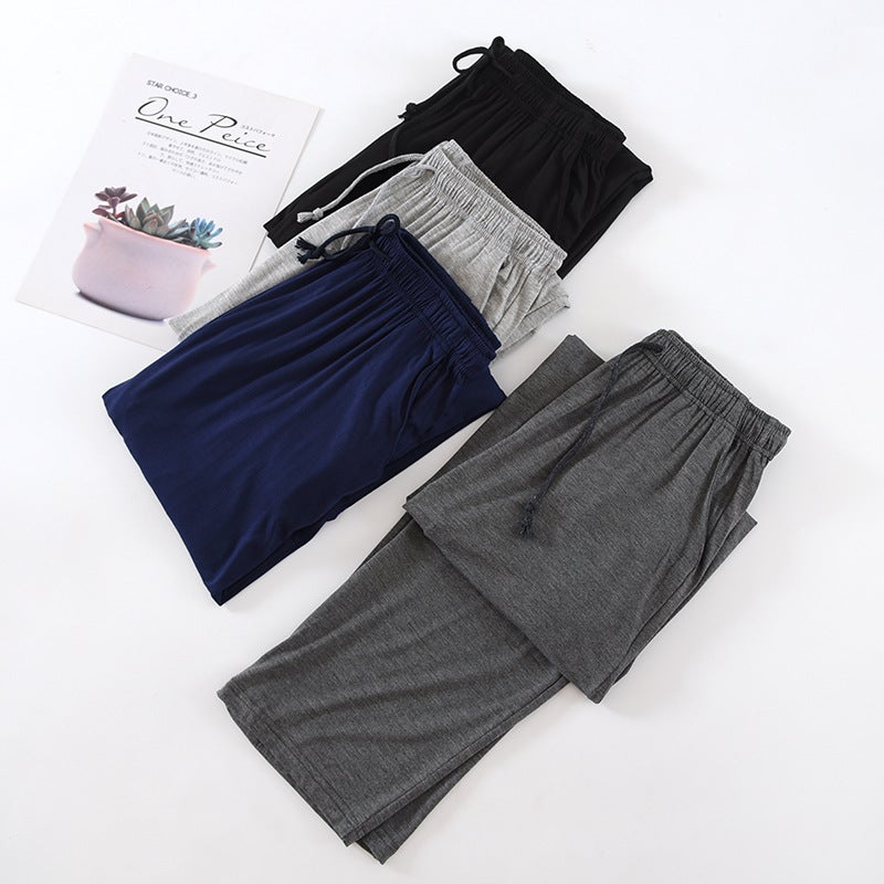 Mens Modal Ice Silk Thin Sleep Pants Dark gray - Image 3