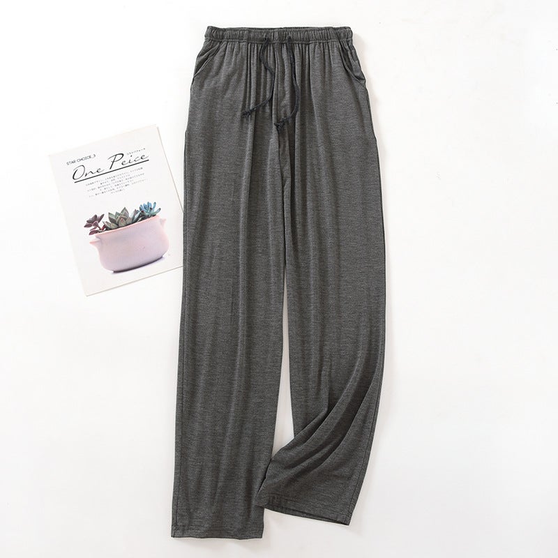 Mens Modal Ice Silk Thin Sleep Pants Dark gray - Image 1