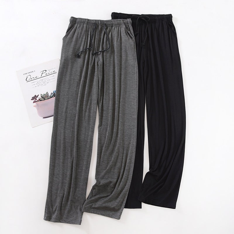 Mens Modal Ice Silk Thin Sleep Pants Dark gray - Image 5