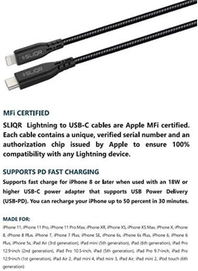 MiPow MFi Certified Premium USB-C to Lightning Cable - 1.8m Black - Image 3