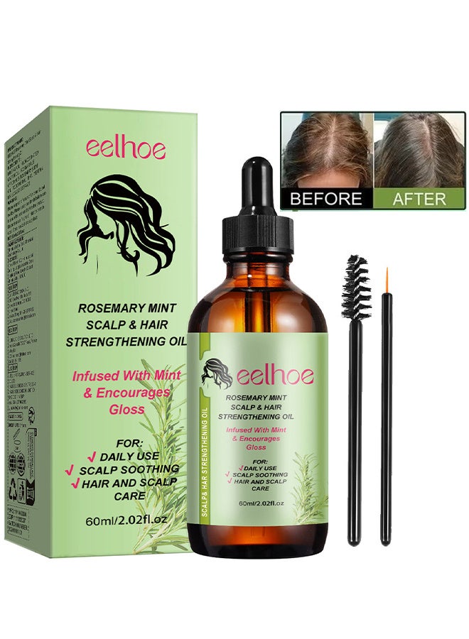 إيلهو روزماري النعناع فروة الرأس وزيت تقوية الشعر ، وقف تساقط الشعر ، علاج ترقق زيت نمو الشعر للنساء والرجال 60 مل - Image 1