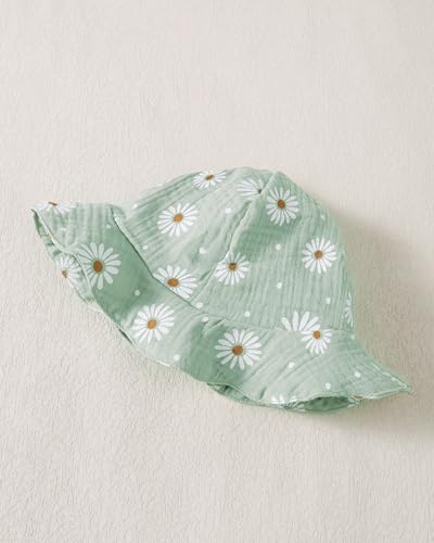 SODLON Infant Summer Girl Dress Cute 6-9 Month Baby Girl Clothes Big Bow Green Daisy Flower Sundress Beach Casual Sleeveless 9-12 Month Dresses with Sunhat Floral Party Outfits for Girls - Image 5