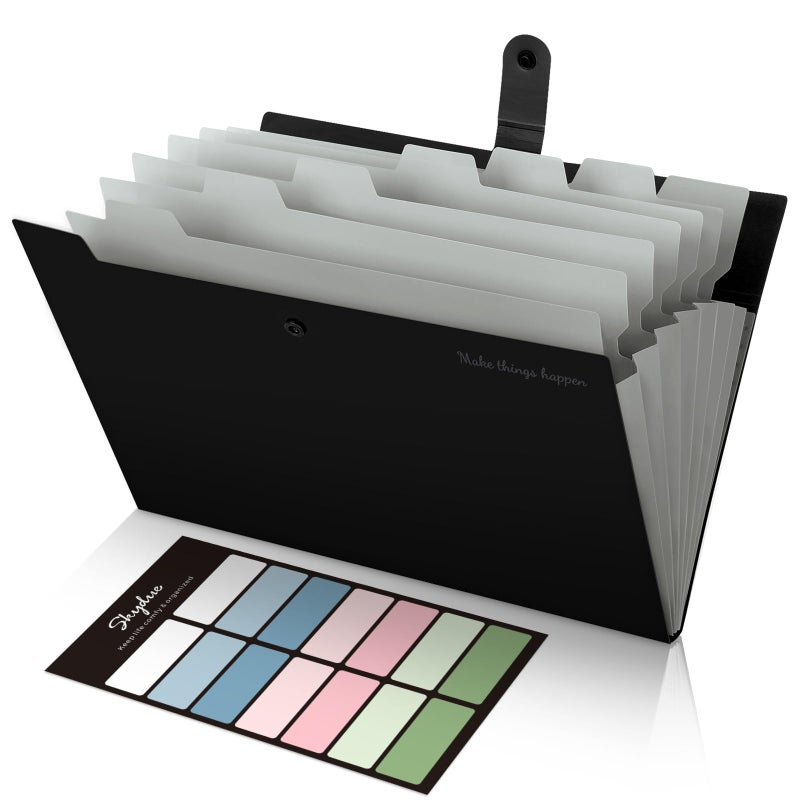 SKYDUE 8 Pockets Accordion File Organizer, Expanding File Folders, Portable Document Paper Organizer, A4 Letter Size, Snap Closure, Pack of 4 - Image 2