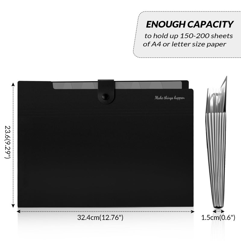 SKYDUE 8 Pockets Accordion File Organizer, Expanding File Folders, Portable Document Paper Organizer, A4 Letter Size, Snap Closure, Pack of 4 - Image 5