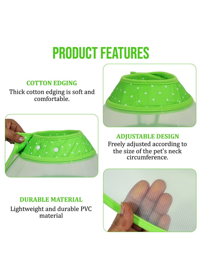 NNC PETS Pet recovery collar, Comfortable protective cone for dogs & cats, Soft edge elizabethan cone with Adjustable design and Durable PP material, Ideal for Wound healing, 20 cm (Green) - Image 3
