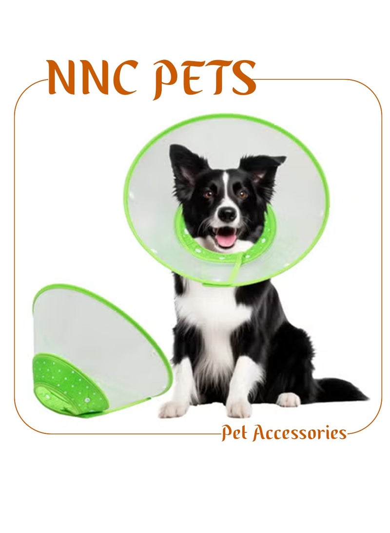 NNC PETS Pet recovery collar, Comfortable protective cone for dogs & cats, Soft edge elizabethan cone with Adjustable design and Durable PP material, Ideal for Wound healing, 20 cm (Green) - Image 1