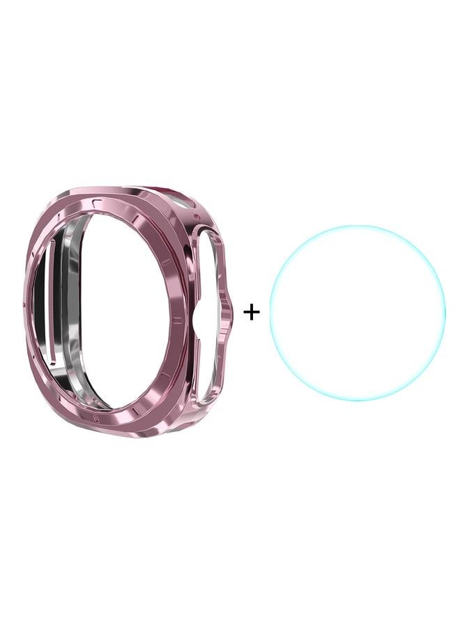 erorex For Samsung Galaxy Watch Ultra 47Mm / Ultra 2025 Electroplated Soft Tpu Cover + 0.2Mm 9H Glass Screen Protector(Pink) - Image 1
