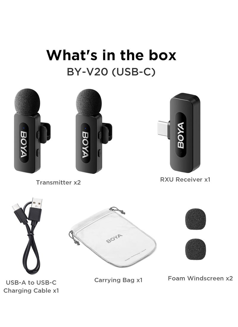 BOYA BOYA BY-V20 Ultra-Compact Wireless Microphone System for USB-C Devices (2.4GHz) - Black  - Image 2