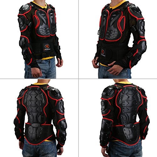 RIDBIKER درع كامل لجسم دراجة نارية من ريدبايكر مع سترة سباق قابلة للإزالة (أحمر، S) - Image 5