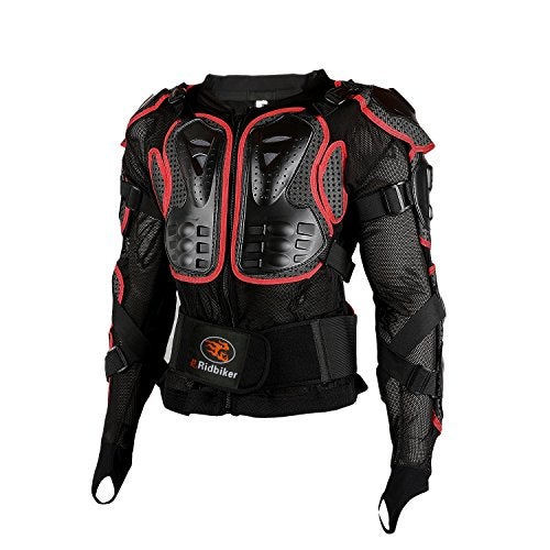RIDBIKER درع كامل لجسم دراجة نارية من ريدبايكر مع سترة سباق قابلة للإزالة (أحمر، S) - Image 1