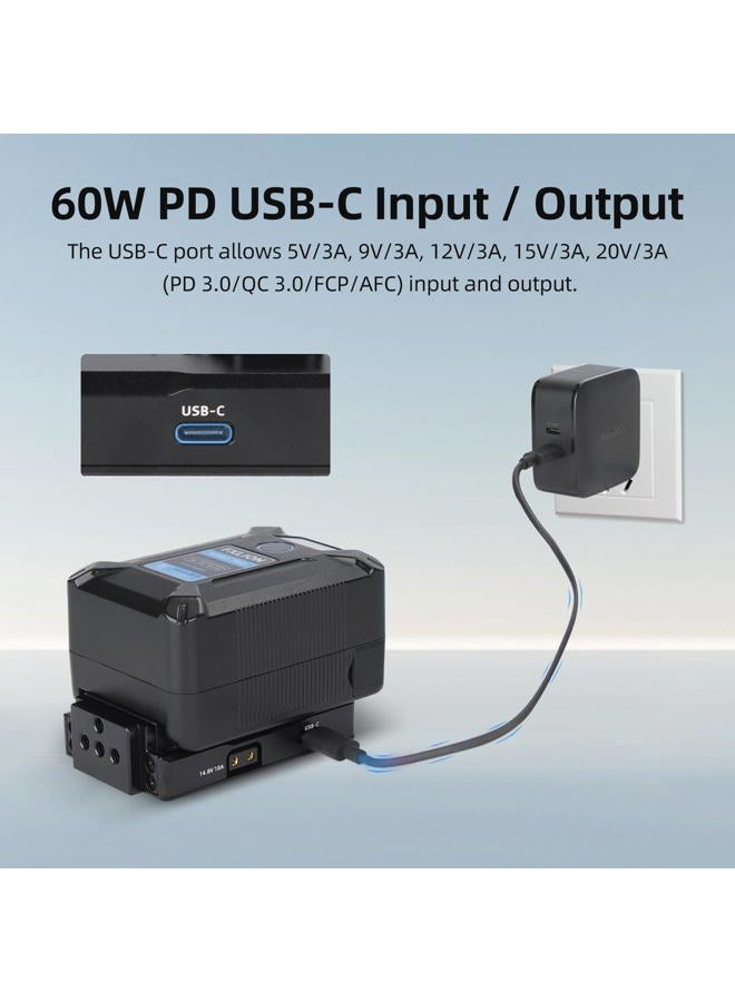 Nitze لوحة بطارية V Mount، مدخل/مخرج USB-C (PD 3.0)، DC (8V/3A)، مخرج D-tap (14.8V/10A) لوحة V Mount لتغذية الكاميرا - N21-D8A - Image 3