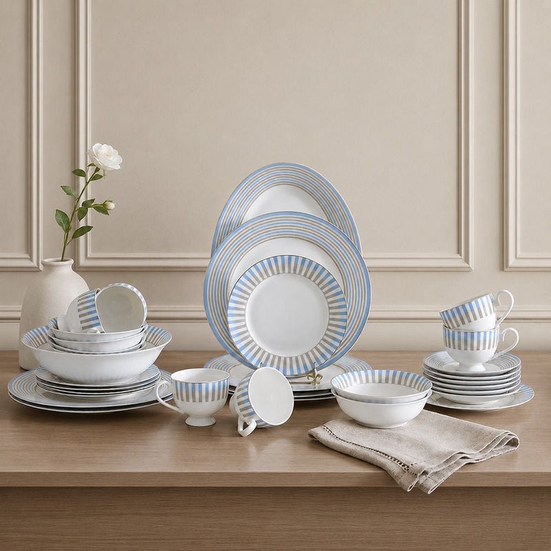 DANUBE HOME Oasis Bloom 32-Piece Dinner Set - Serves 6 | Blue - Image 1