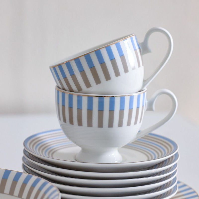 DANUBE HOME Oasis Bloom 32-Piece Dinner Set - Serves 6 | Blue - Image 4