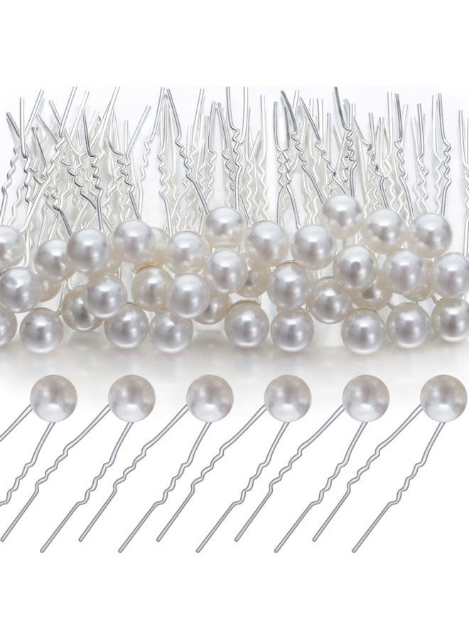 WILLBOND 40 Packs Pearl Hair Pins Bridal Wedding White Pearl Hair Accessories Bobby Clips for Brides and Bridesmaids(0.3 Inch)  - Image 1
