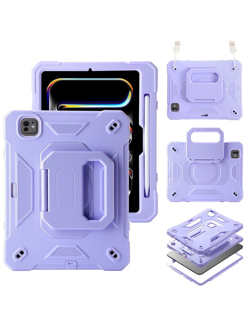 general Kids Case for iPad Pro 11 inch 2024 M4 5th Geneartion with Pen Holder 360 Rotating Stand Shoulder Strap Shockproof Rugged 2024 iPad Pro 11 inch M4 Case Cover - Image 1