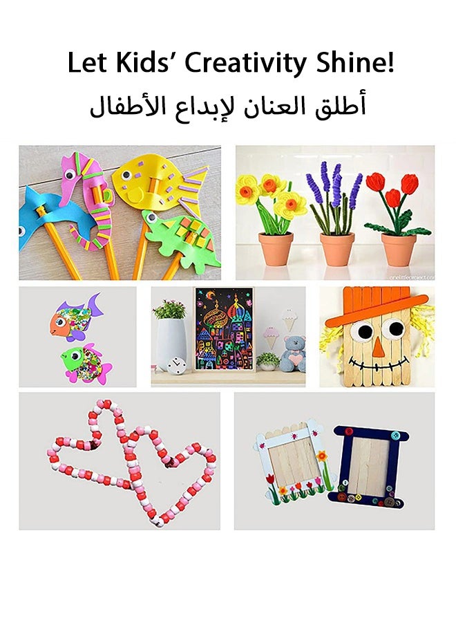 شبيلي مجموعة فنون وحرف يدوية للأطفال – لعبة إبداعية مع منظفات الأنابيب والخرز والأزرار وصندوق تخزين – نشاط STEM هدية للأولاد والبنات من عمر 4 سنوات فما فوق - Image 3