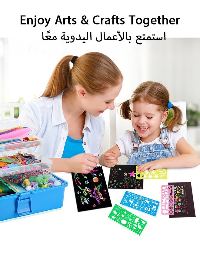 شبيلي مجموعة فنون وحرف يدوية للأطفال – لعبة إبداعية مع منظفات الأنابيب والخرز والأزرار وصندوق تخزين – نشاط STEM هدية للأولاد والبنات من عمر 4 سنوات فما فوق - Image 2