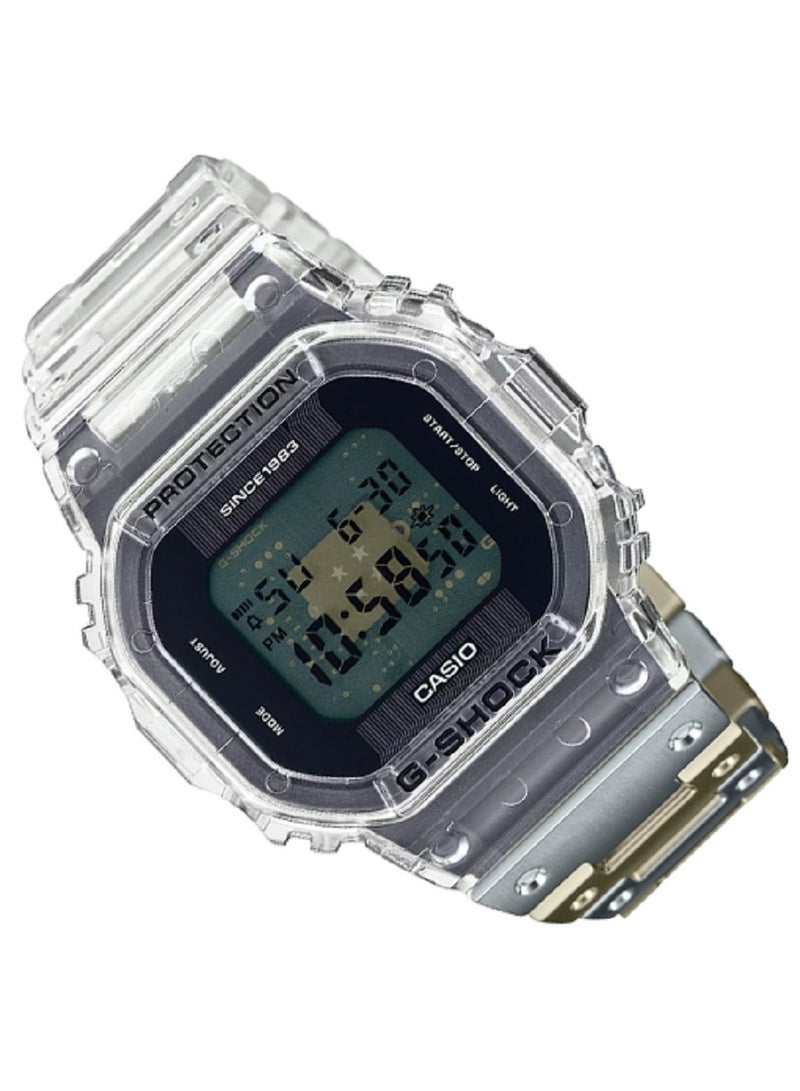 جي شوك ساعة كاسيو للجنسين - G-SHOCK الذكرى الأربعين، CLEAR REMIX، مينا رقمية شفافة، سوار مركب من الراتنج والستانلس ستيل DWE-5640RX-7DR. - Image 3