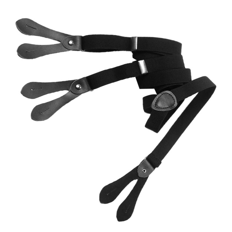 Adjustable Elastic Suspenders With Buttons Adjustable Length Straps - Image 3