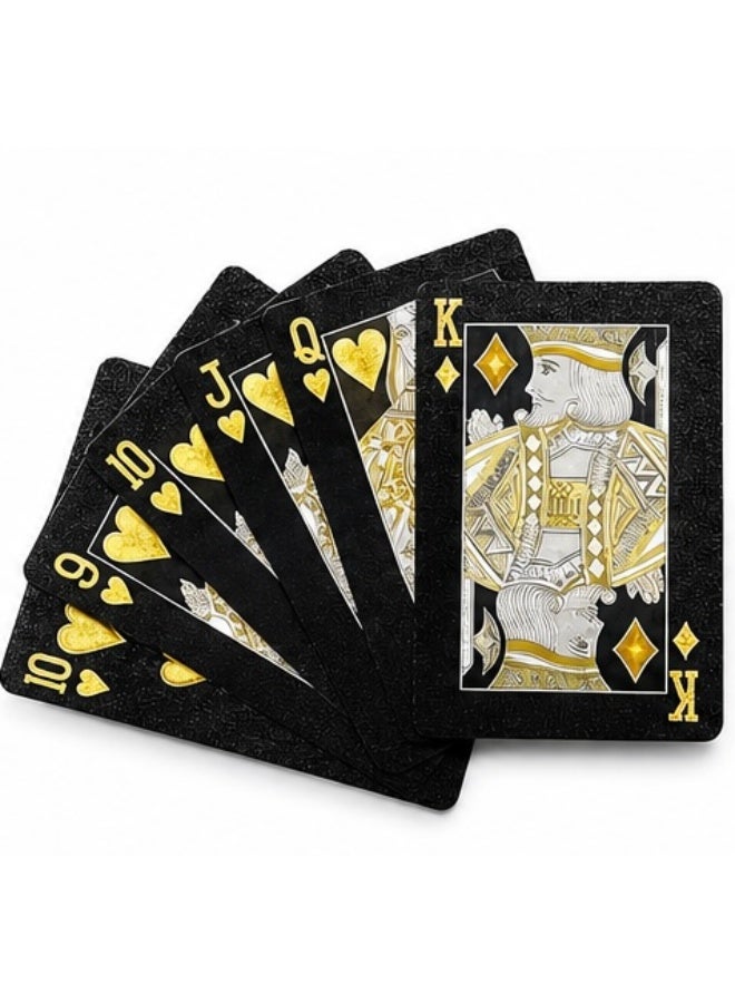 Black Gold-Plated Waterproof PVC Poker Playing Cards, $100 Dollar Bill Design, Benjamin Franklin Edition - Image 3