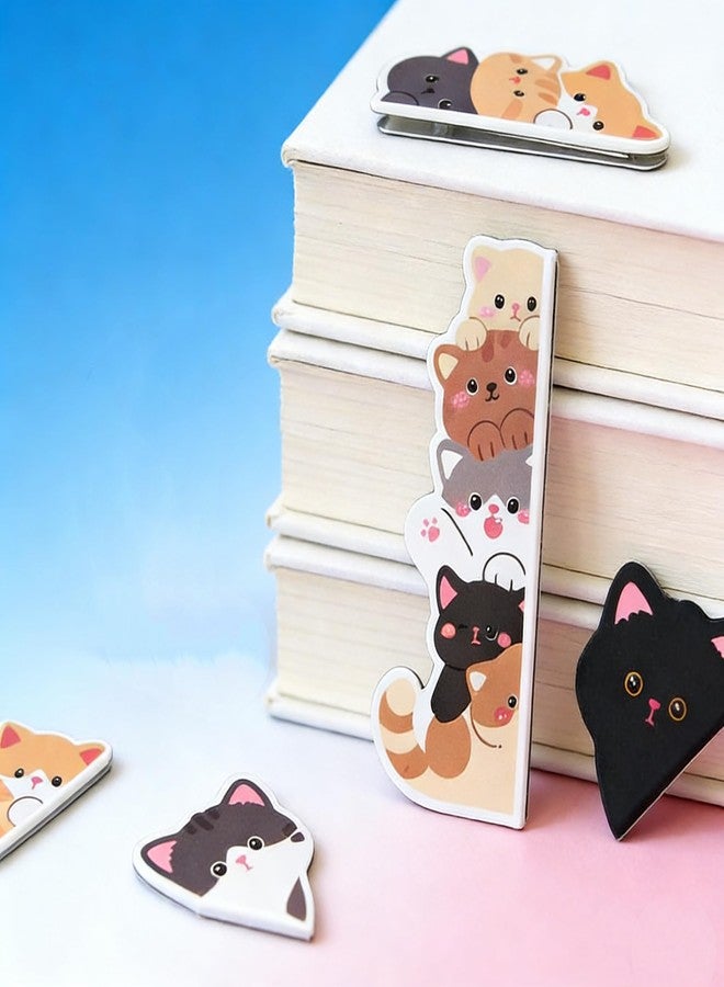 Cioohan 5Pcs Magnetic Cat Bookmarks,Cute Cat Magnet Bookmark Set with Strong Clip-on Design,Valentine's Day, Birthday Gift for Women,Readers & Book Lovers - Image 4