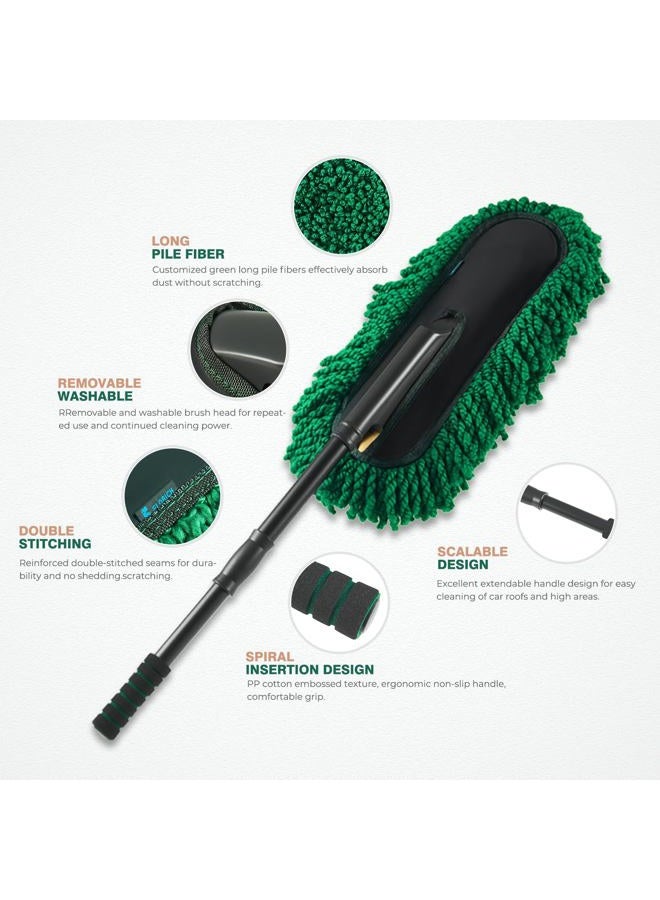 FLORICH Large Microfiber Car Duster Kit, Extendable Car Duster Exterior Scratch Free, Car Cleaning Brush Car Interior Detailing Kit, Car Cleaning Supplies for Cars RV Truck Boat - Image 2