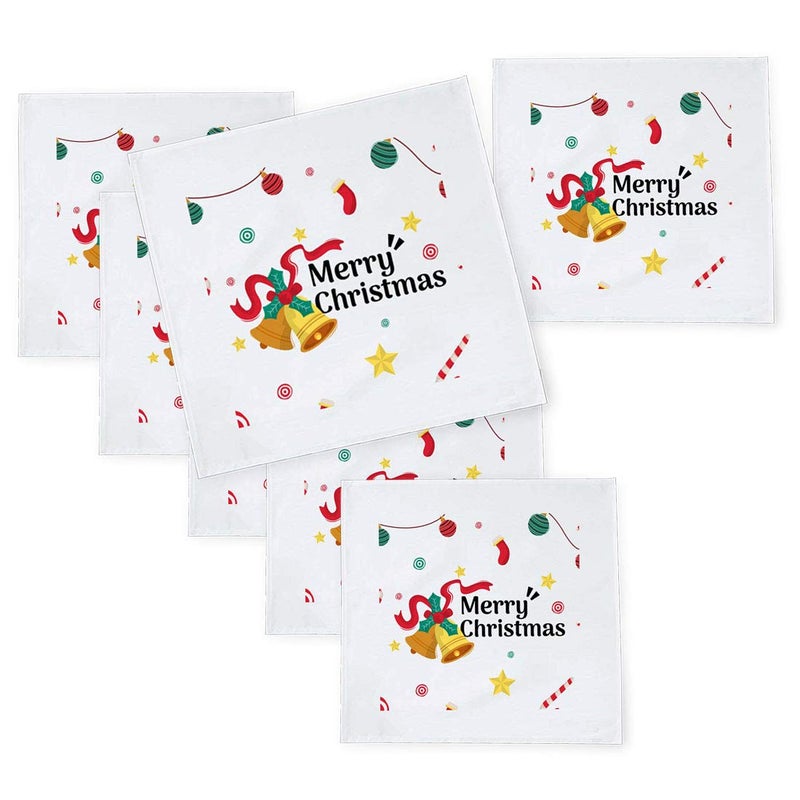 Khakee 6 Pcs Christmas Theme Tafta Silk Table Napkins 10x 10 for Xmas Decoration Christmas OrnamentsChristmas Gift npxmas191P - Image 1