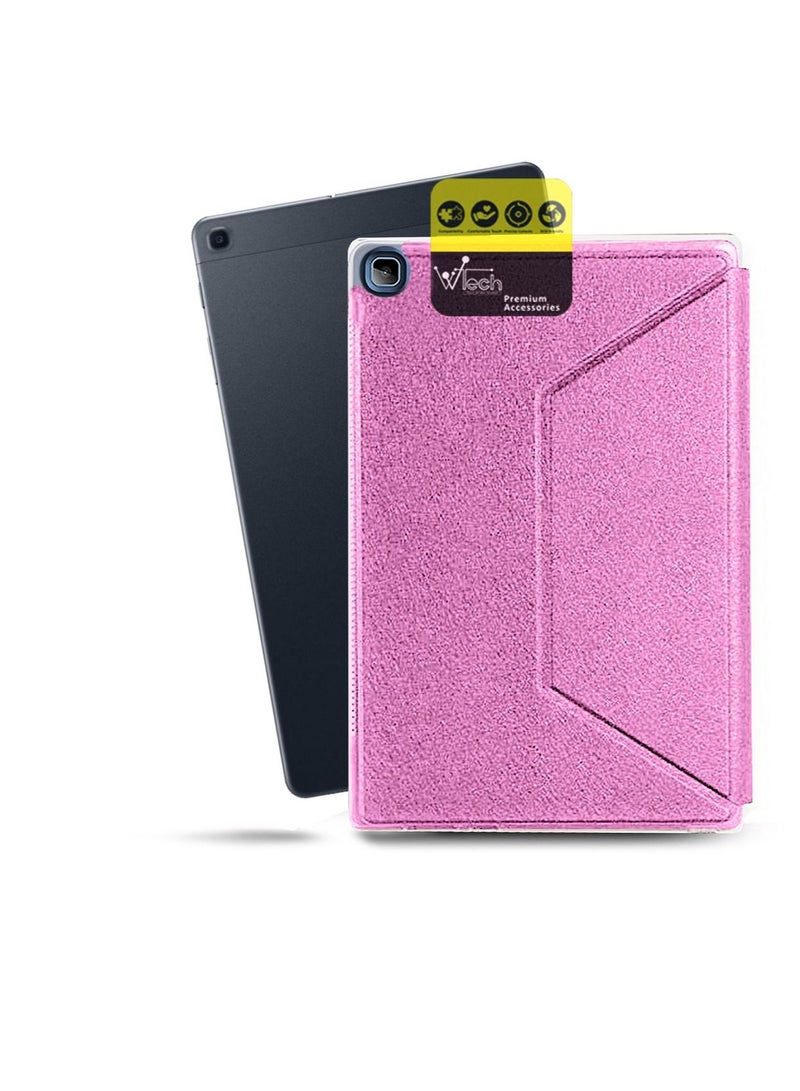 Wtech Folio Flip Trifold Stand PU Leather Case Cover For Samsung Galaxy Tab A 10.1 2019 T515 / T510 Pink - Image 2