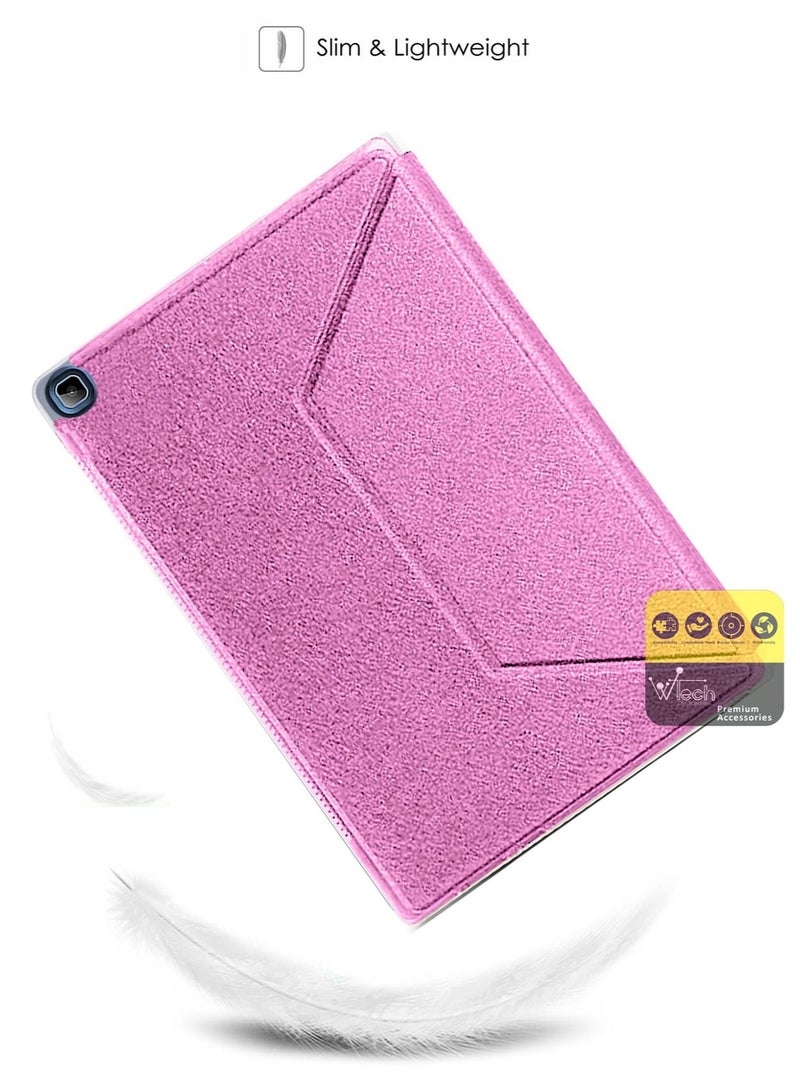 Wtech Folio Flip Trifold Stand PU Leather Case Cover For Samsung Galaxy Tab A 10.1 2019 T515 / T510 Pink - Image 3