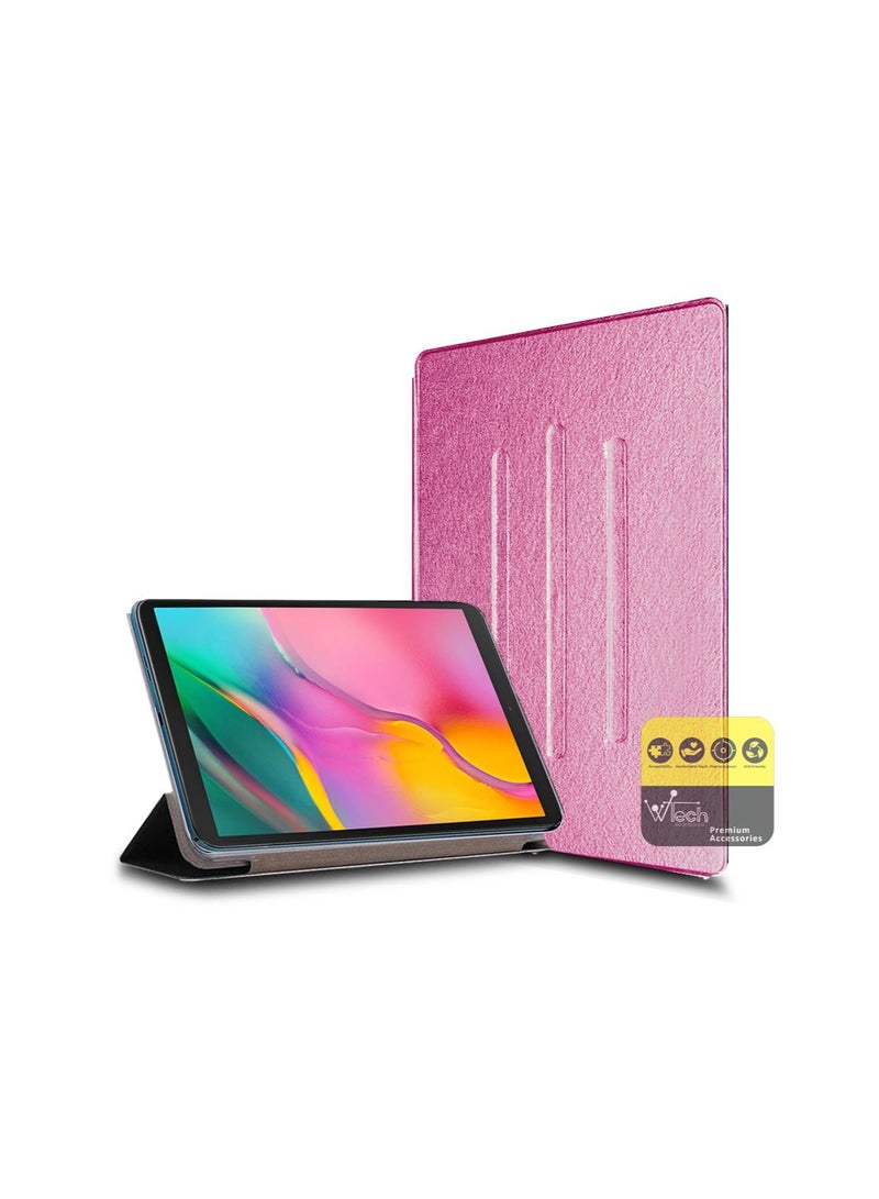 Wtech Folio Flip Trifold Stand PU Leather Case Cover For Samsung Galaxy Tab A 10.1 2019 T515 / T510 Pink - Image 5