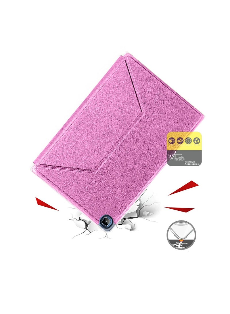 Wtech Folio Flip Trifold Stand PU Leather Case Cover For Samsung Galaxy Tab A 10.1 2019 T515 / T510 Pink - Image 4