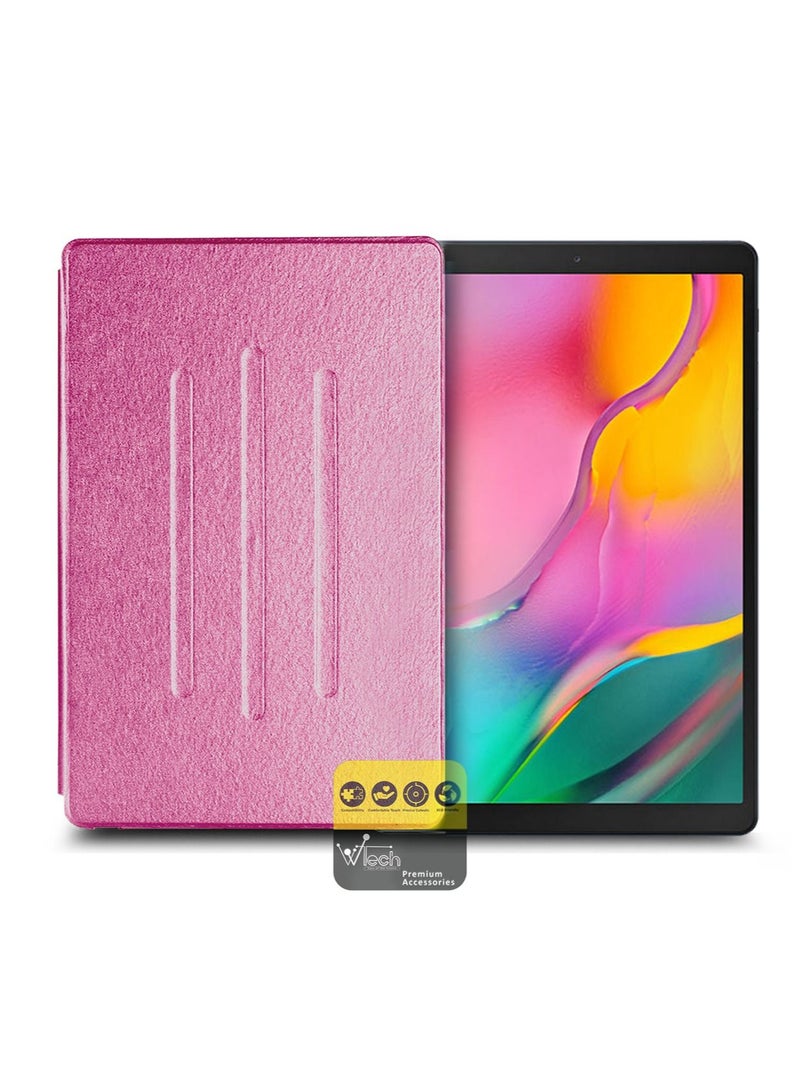 Wtech Folio Flip Trifold Stand PU Leather Case Cover For Samsung Galaxy Tab A 10.1 2019 T515 / T510 Pink - Image 1