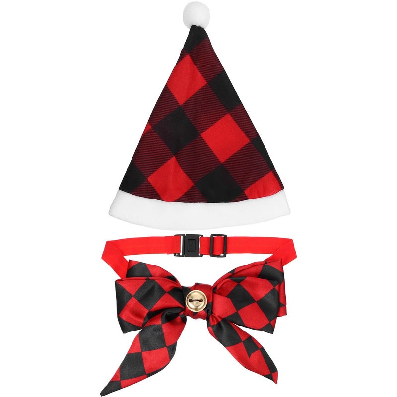 Knitted Mini Santa Hat And Bow Tie Set For Small Dogs Cats - Image 2