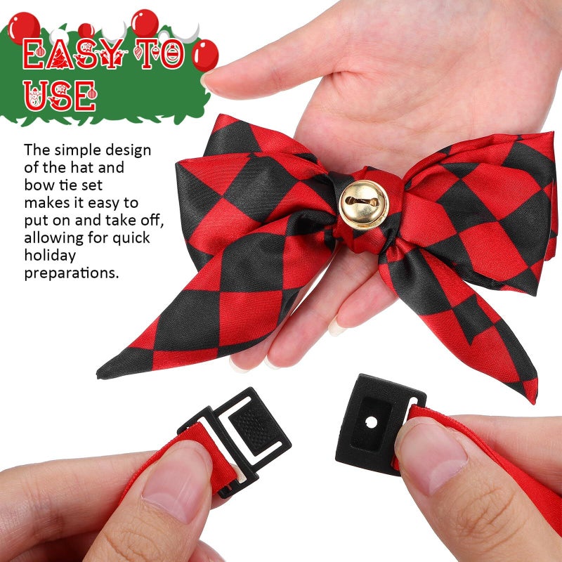 Knitted Mini Santa Hat And Bow Tie Set For Small Dogs Cats - Image 4