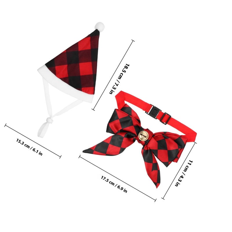 Knitted Mini Santa Hat And Bow Tie Set For Small Dogs Cats - Image 3