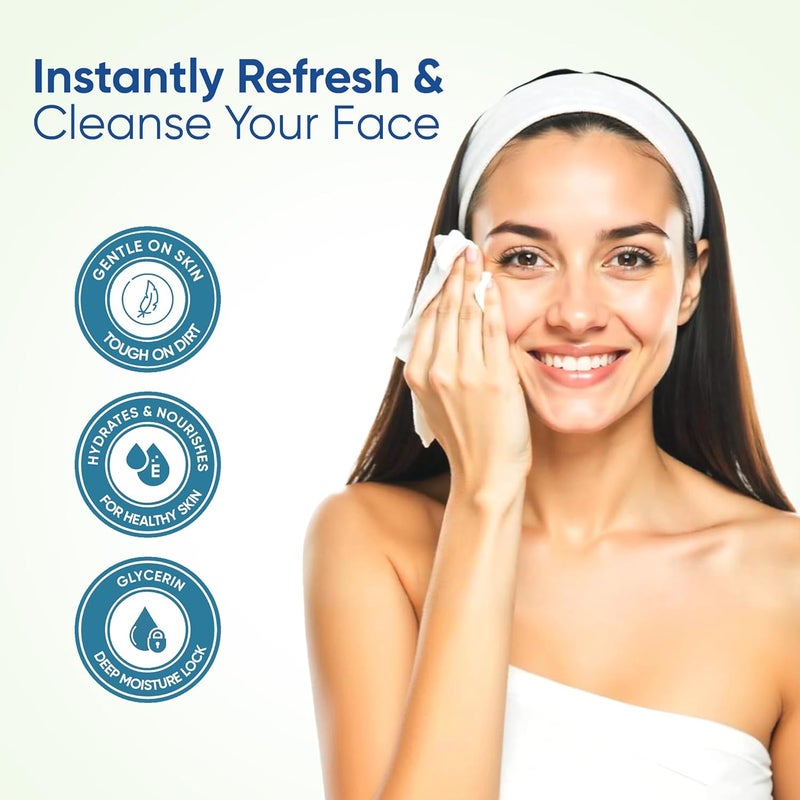 Wiz مناديل مبللة منعشة فردية (عبوة من 200) | مطهرة وصحية | ناعمة ومريحة وعالية الامتصاص | خالية من الكحول، خالية من البارابين، صديقة للبيئة، قابلة للتحلل الحيوي، متوازنة الحموضة - Image 3