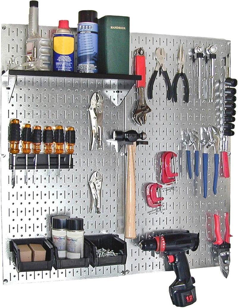 Wall Control 30-WGL-200GVB Galvanized Steel Pegboard Tool Organizer, Galv/Black - Image 1