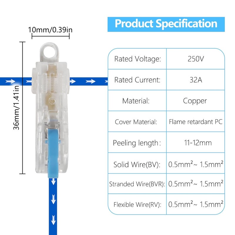 MELIFE 10 قطع موصلات أسلاك T Tap بدون لحام موصلات سريعة التوصيل للأسلاك 0.5-1.5 مم مجموعة موصلات TTap ذاتية التعرية - Image 2