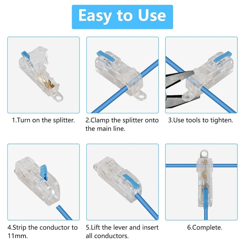 MELIFE 10 قطع موصلات أسلاك T Tap بدون لحام موصلات سريعة التوصيل للأسلاك 0.5-1.5 مم مجموعة موصلات TTap ذاتية التعرية - Image 5