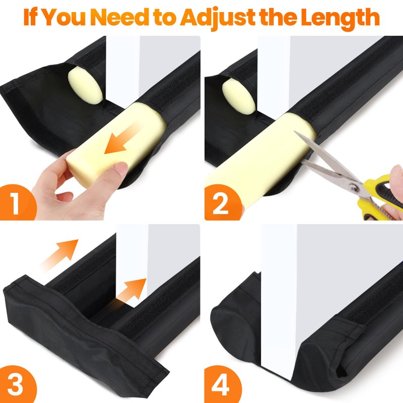 DailyCuddles Door Draft Stopper, Draft Stopper for Bottom of Door, 30â€ Under Door Draft Covers Gap up to 2.36â€, Adjustable Door Sweep for Noise, Bugs, Cold Air, Dust, Easy Install Draft Blocker(Black) - Image 4