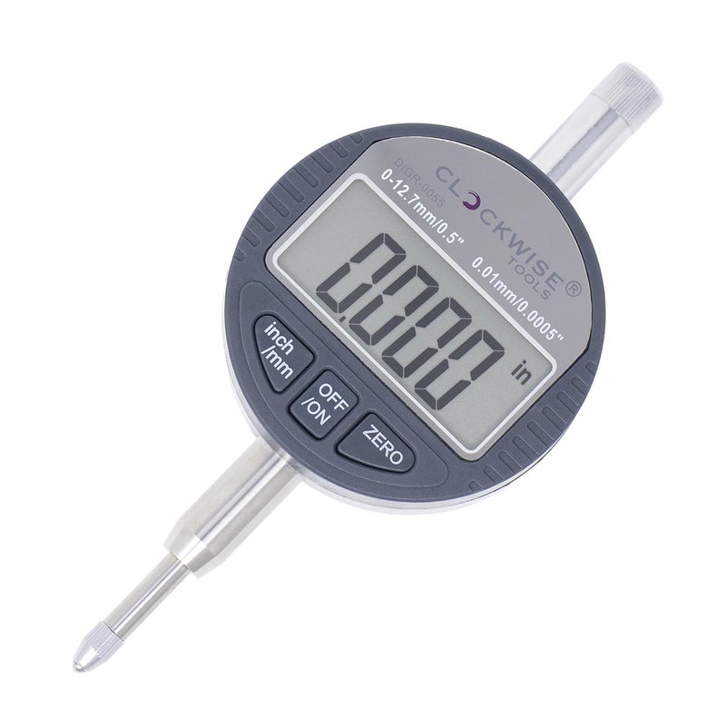 Clockwise Tools Digital Indicator, DIGR-0055 0-0.5 Inch/12.7 mm, Inch/Metric Conversion, Auto Off - Image 1