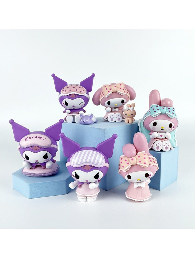 general Sanrio pajamas sweetheart series blind box ornament tide play figure peripheral ornament decorative gift for fans and friends (6-8cm) - Image 1