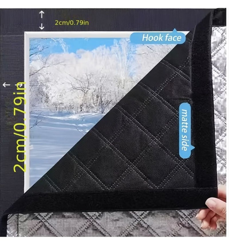 White Zipper Windproof Heat Insulating Warm Curtains Self Adhesive Sealing Easy Disassemble No Drilling 31.50W X 35.43L 80x90cm - Image 5