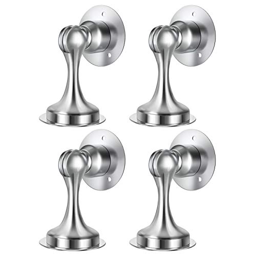WINONLY Door Stopper, 4 Pack Magnetic Door Stop, Stainless Steel, Magnetic Door Catch, 3M Double-Sided Adhesive Tape, No Drilling, Screws for Stronger Mount, Hold Your Door Open, 4 Pack for Wide Doors - Image 1