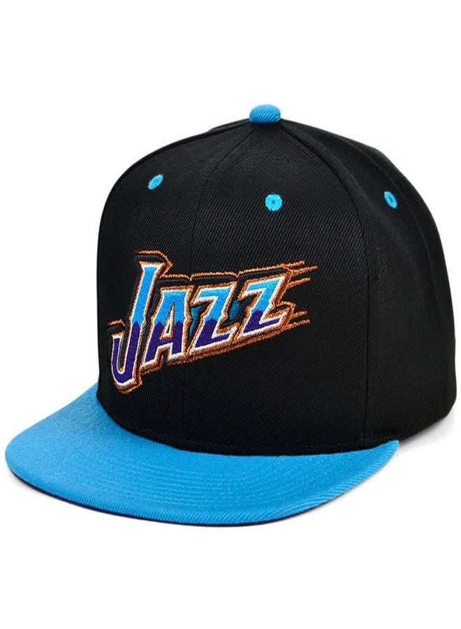 Mitchell & Ness Utah Jazz HWC Hardwood Classics Reload Snapback Cap, 2Tone Adjustable Hat Black Light Blue - Image 1
