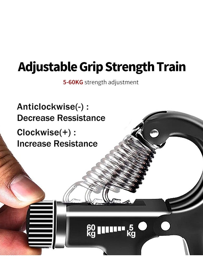 Counting Hand Grip Strengthener, Non-slip Grip Exerciser with 5-60KG Resistance Adjustment, Counts to 99, Suitable for Athletes, Rock Climbers, Fitness Enthusiasts Daily Training